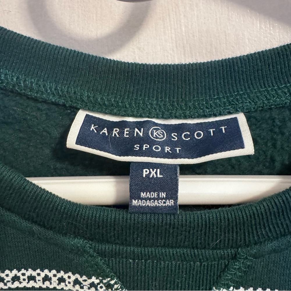 Karen Scott Sport Green Winter Snowflake Sweater - Picture 2 of 5